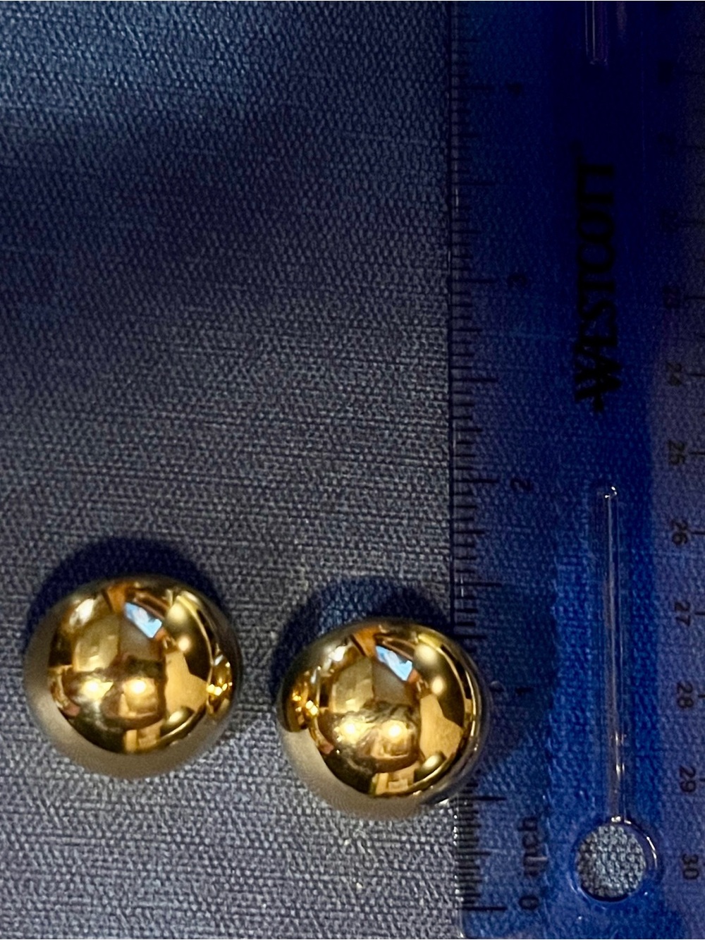 Gold Dome Button Earrings - Shiny Metallic
